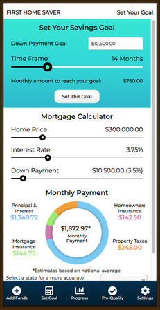 First Home Saver App Screenshot - Savings goal screen