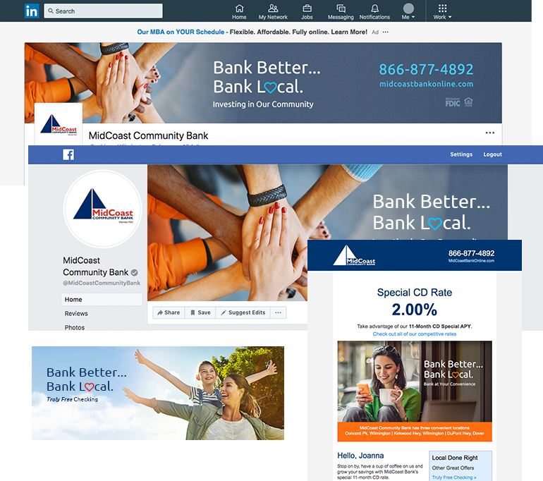 MidCoast Community Bank branding examples